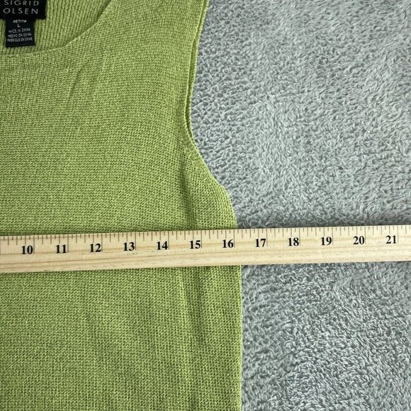 Sigrid Olsen Womens Petite L Green Sleeveless Knit Top 5054 - Picture 5 of 8